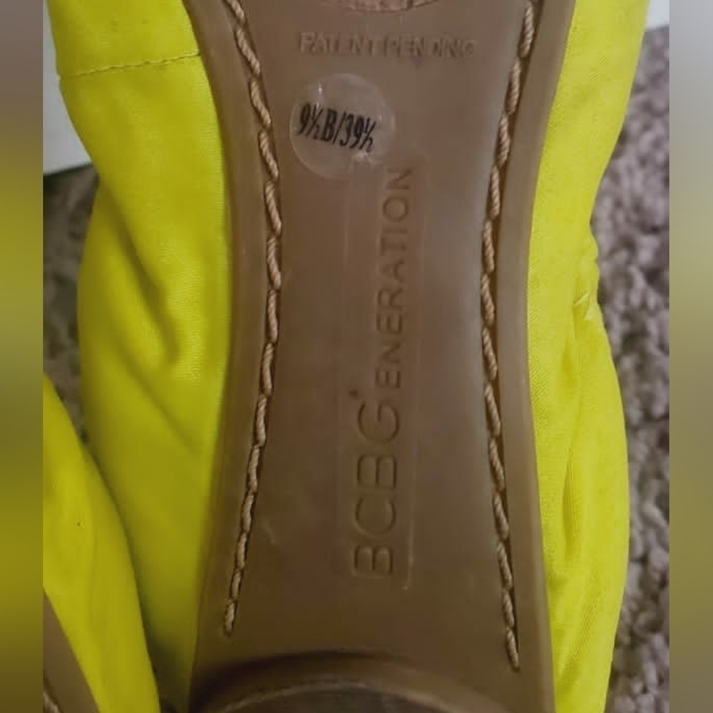 BCBGeneration Womens Elley Cork Ballet Flat Shoes Yellow Cap Toe Slip Ons 9.5B🌴 - Picture 8 of 10